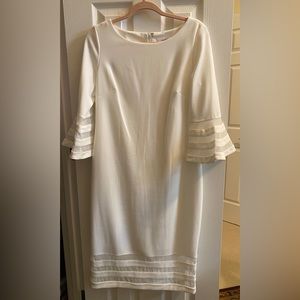 Calvin Klein Bell Sleeve Sheath with Sheer Inserts Dress - Size 12